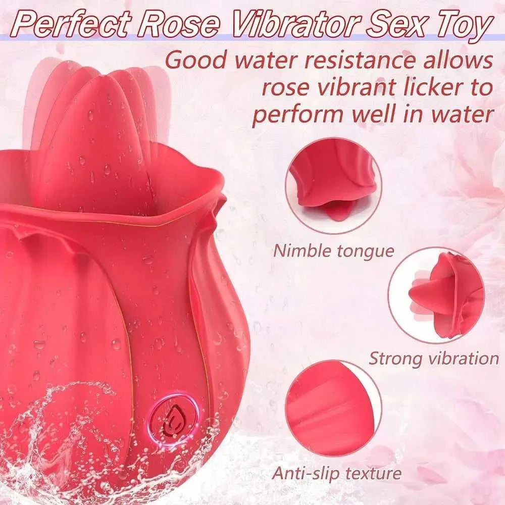 Powerful Rose Tongue Vibrator Female G Spot Clitoris Vagin Nipple Licking Stimulator Massager Masturbation Sex Toys for Adult W250319
