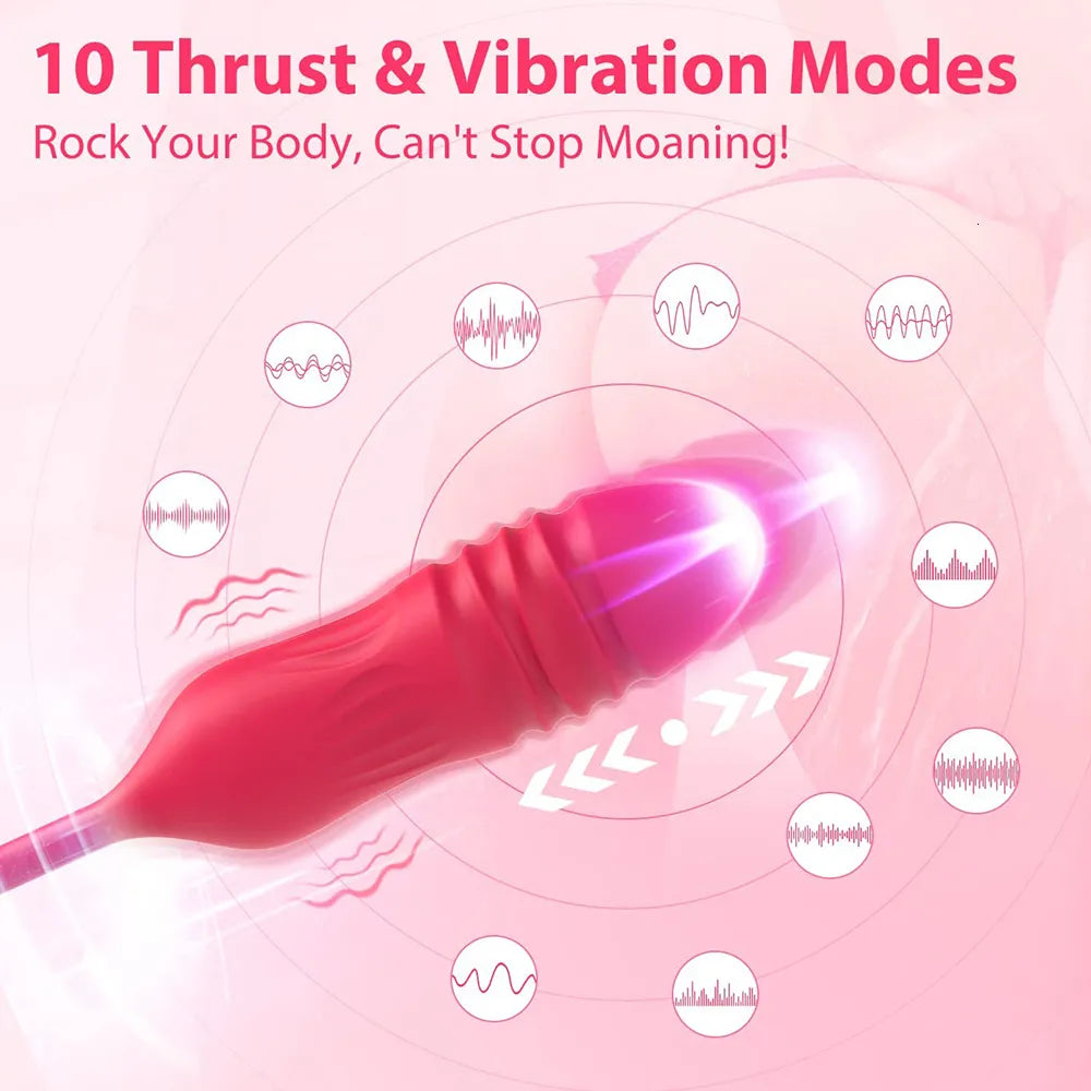 Vibrators Rose Toy Dildo Thrusting Vibrator for Women Egg Clitoris Sucker Stimulator Tongue Licking Adults Goods Sucking Sex Toys Female 230803