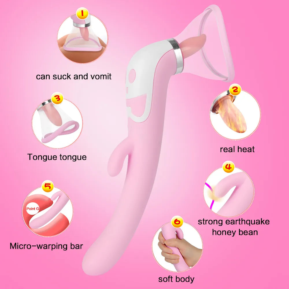 Tongue Dildo Vibrator For Women Intimate Goods Nipple Sucker Oral Licking Clitoris Stimulation Heating Erotic Sex Toys for Adult CY200520