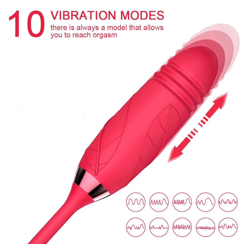 Vibrators Rose Toy Dildo Thrusting Vibrator for Women Egg Clitoris Sucker Stimulator Tongue Sucking Licking Adult Goods For Female Sex Toy 230803
